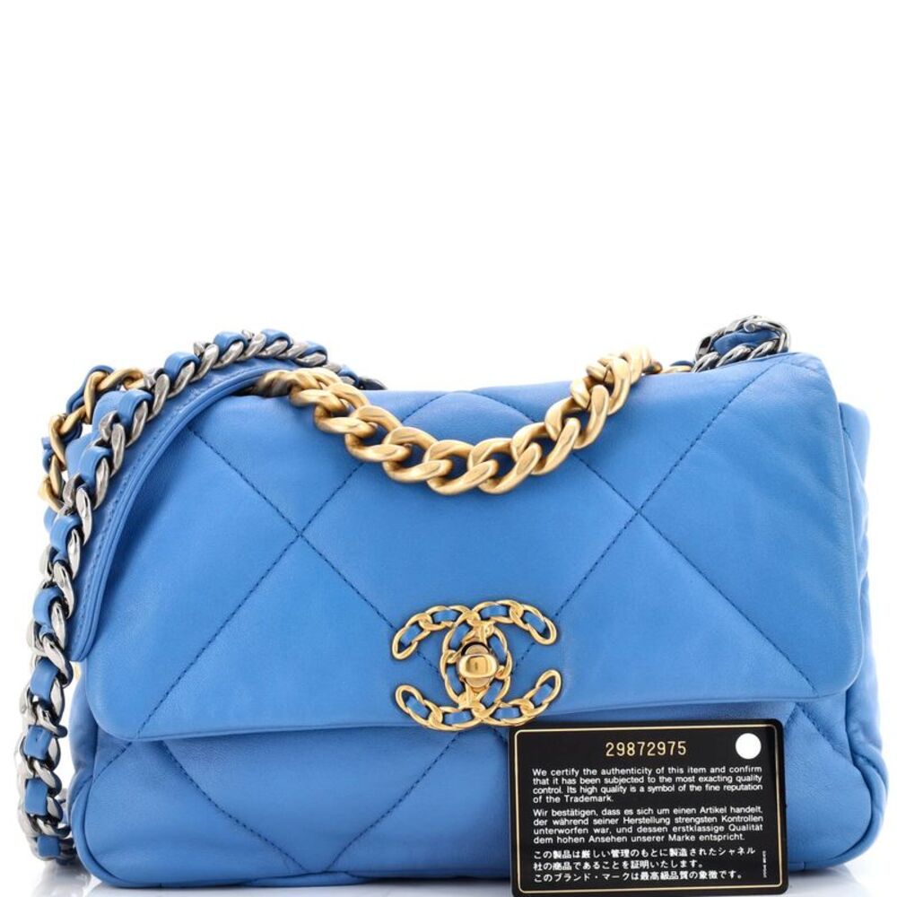 Chanel 19 Flap Bag Quilted Leather Medium Blue - Picture 2 of 7